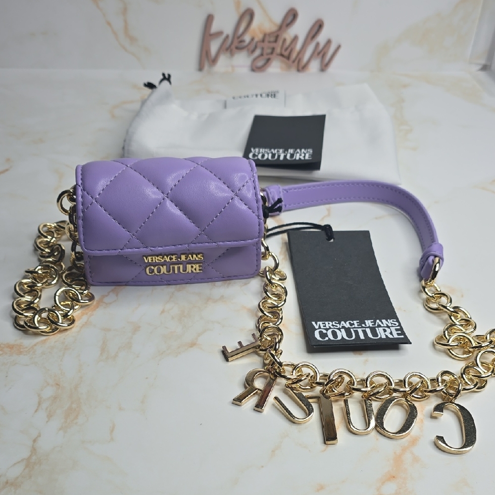 Versace Jeans Couture Charms Couture purple mini shoulder bag Quilted Micro Bag
